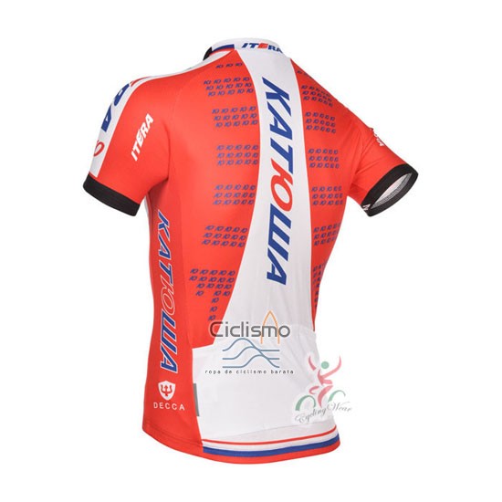 Katusha Ropa Ciclismo Culotte Corto 2014 Mangas Cortas Blanco y Rojo